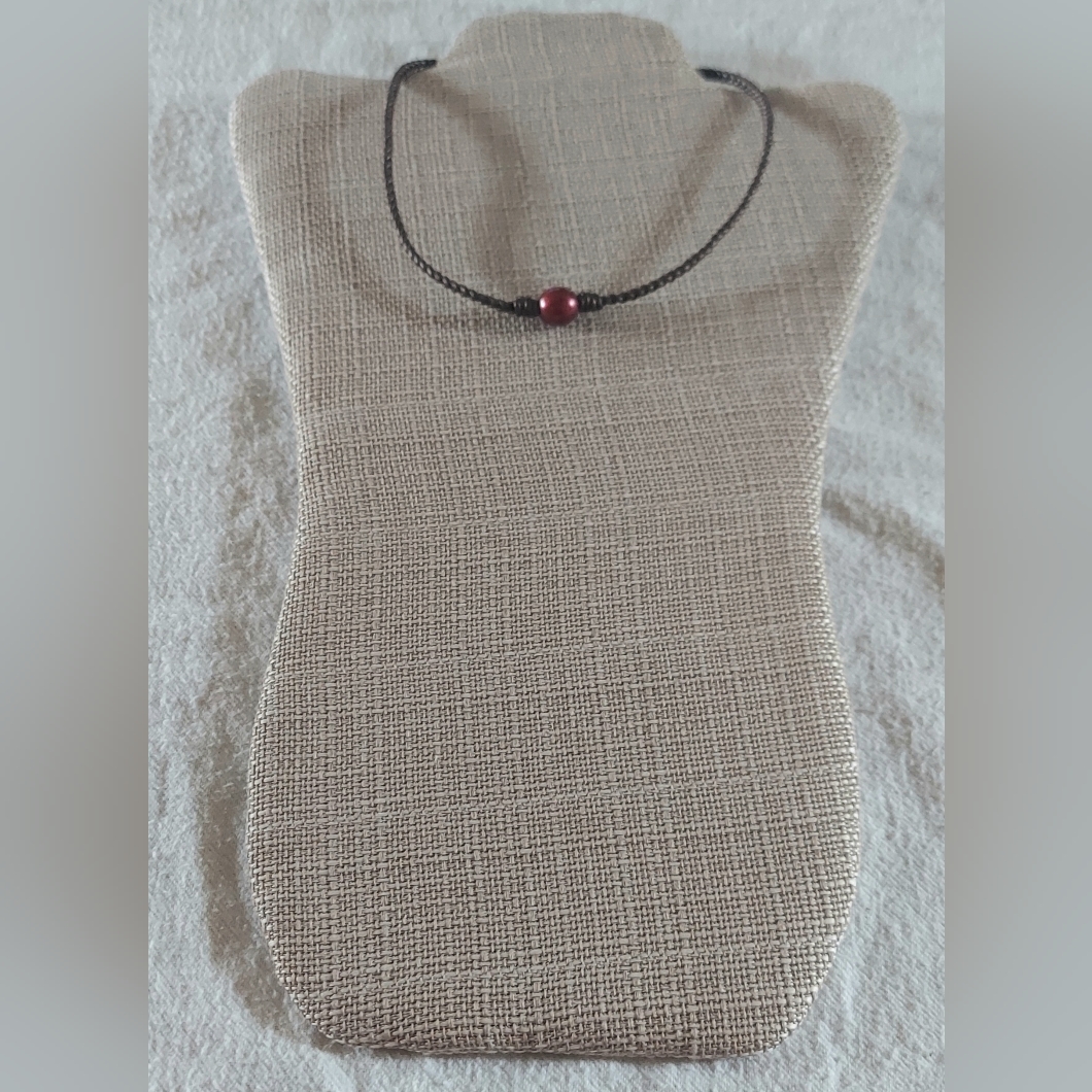 New Handmade Wine Pearl & Metallic Brown Braided Choker Necklace